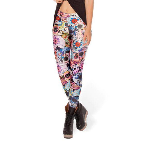 🍒5/$20🍒Lotus Leggings - "Day of the Dead" Leggings - Picture 3 of 9